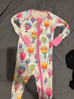Little Sleepies Hot Air Balloon Footed Pajamas - Pink Trim